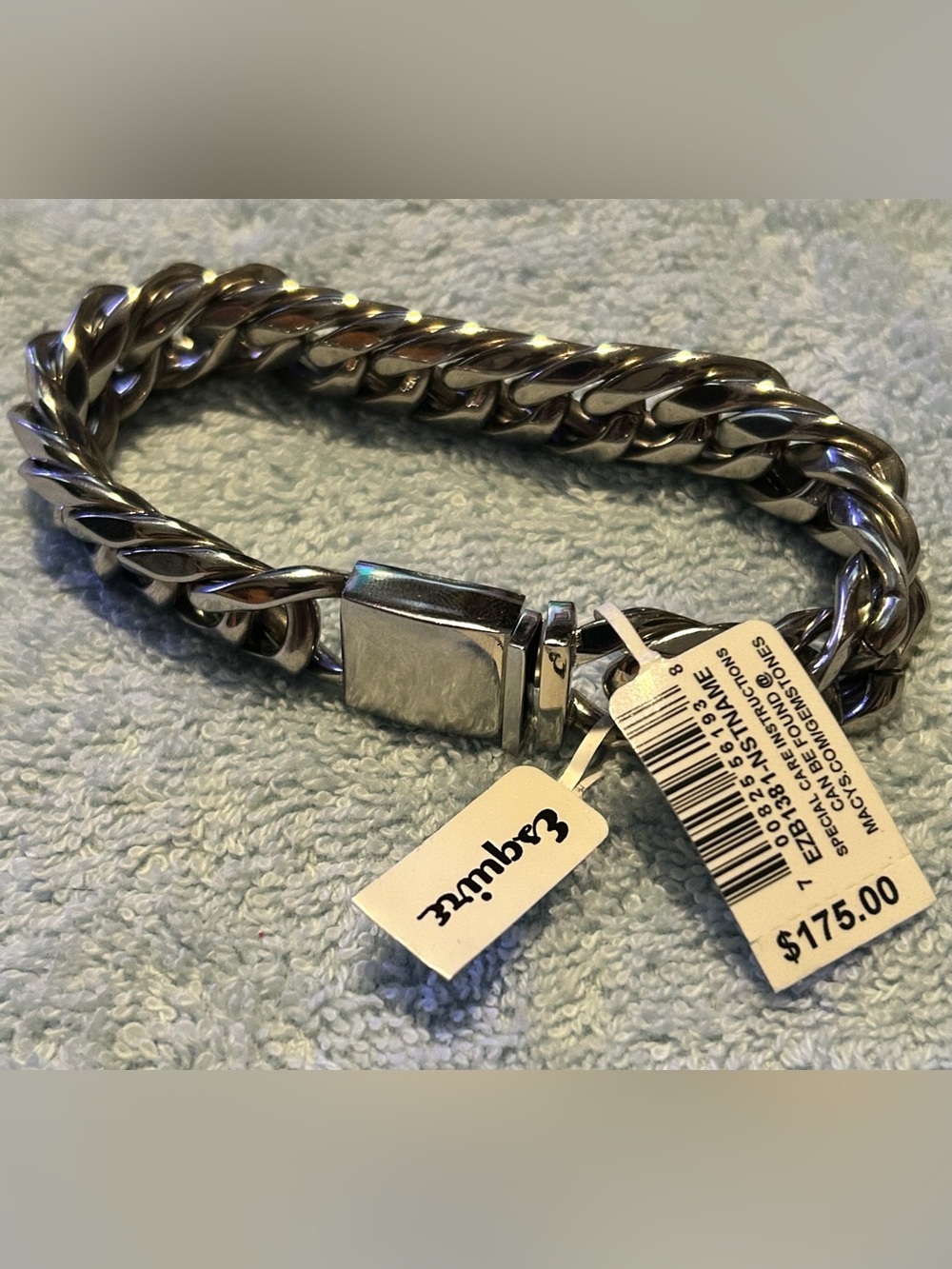 ESQUIRE MEN’S STAINLESS STEEL CHAIN BRACELET/NWT!
